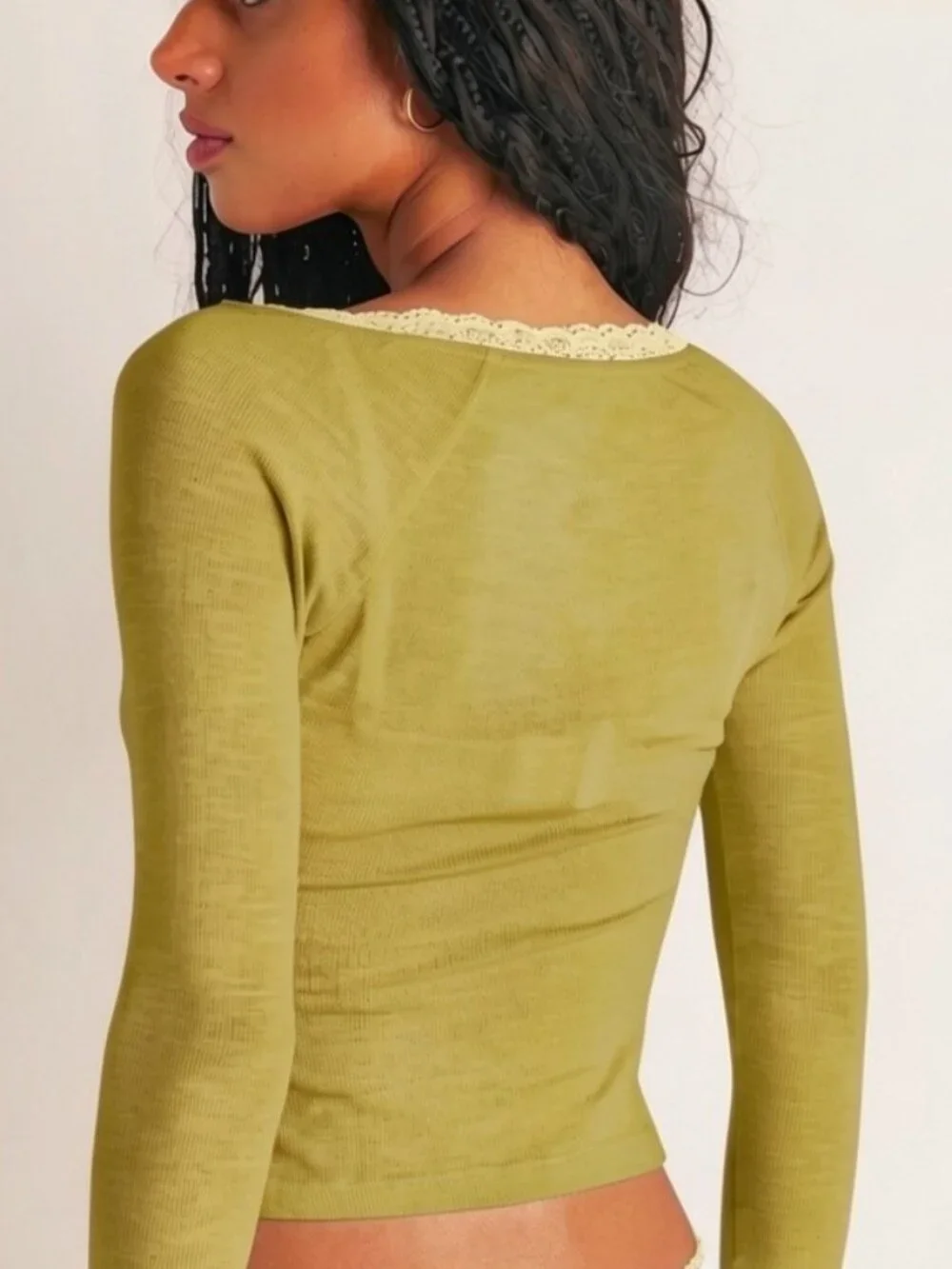 NWT Free People A Little Bit Layering Top in Acid Moss